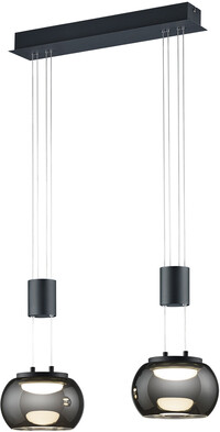 BES LED LED Hanglamp - Hangverlichting - Trion Maliba - 16W - 2-lichts - Warm Wit 3000K - Dimbaar - Rechthoek - Mat Zwart - Aluminium