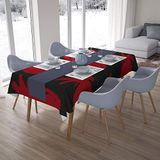 Bonamaison Tafelkleed, Anti-Mold, Sneldrogend, Waterdicht, 100% Polyester Tafellaken, rood Zwart, 140 x 200 Cm