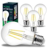 V-TAC 4 x led-gloeilamp E27 filament A60 12 W (komt overeen met 100 W), warmwit 3000 K, maximale efficiëntie, 1521 lumen, decoratief filament, led-gloeilampen, spaarlamp, 4 stuks