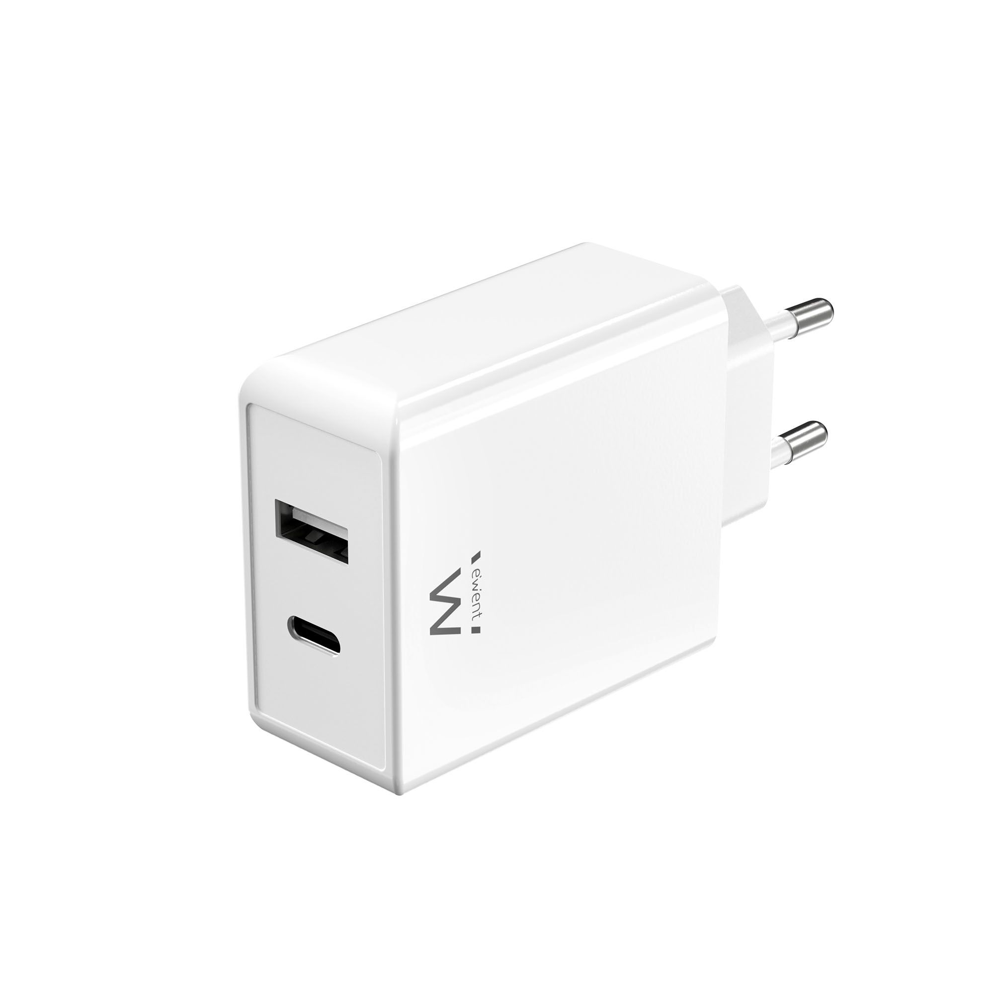 Ewent EW1328 - USB-C & USB-A - 45W - Fast Charging - White