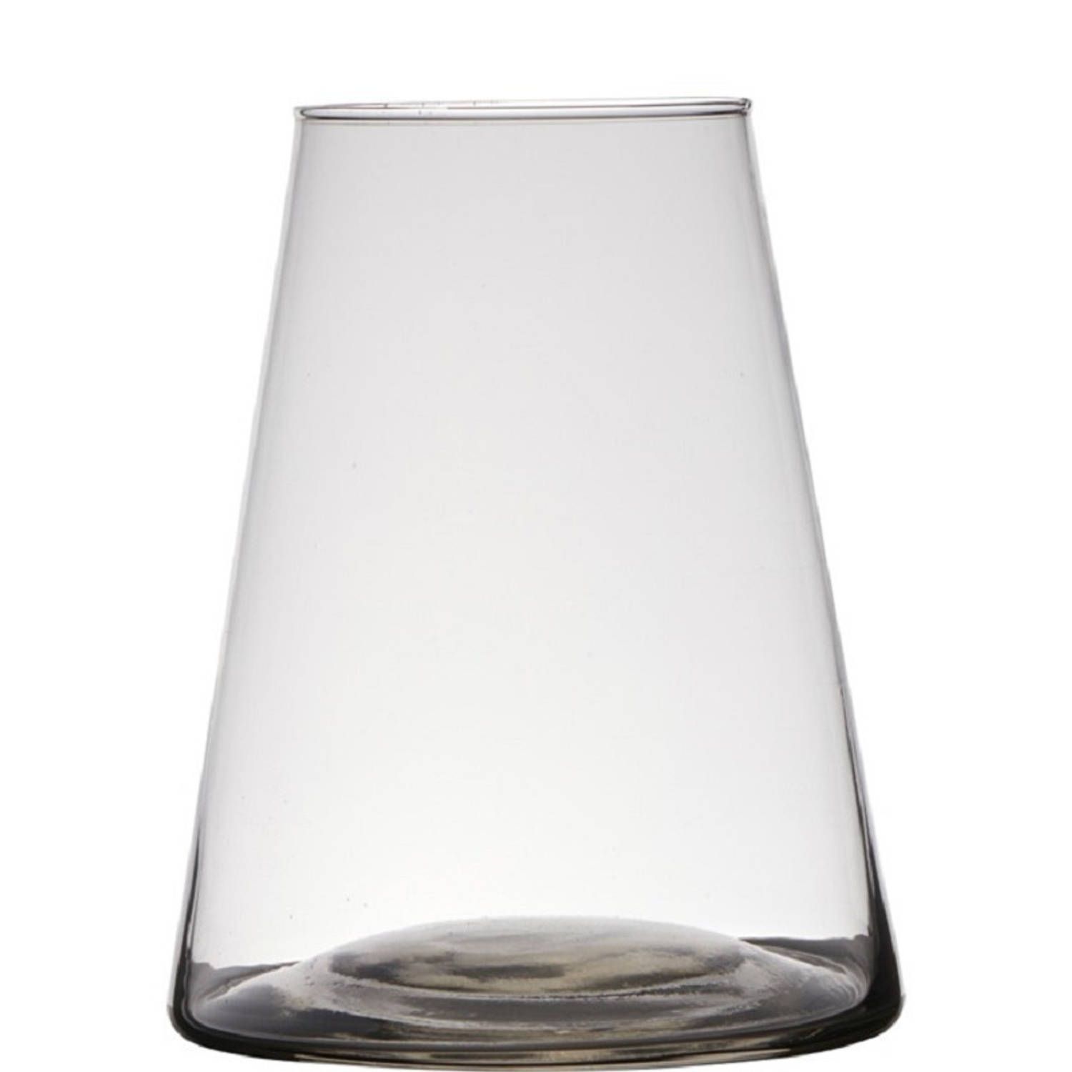 Hakbijl glass Transparante vaas van glas 30 x 17 cm - Bloemen/takken/boeketten vaas voor binnen gebruik