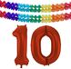 Folat Ballon d'anniversaire en aluminium - 10 ans - rouge - 86 cm - ballon chiffre grand - incl 2x guirlandes de fête