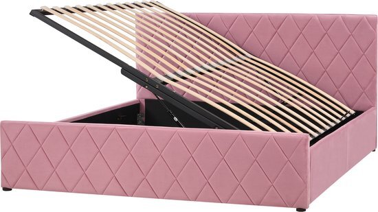 ROCHEFORT - Tweepersoonsbed - Roze - 160 x 200 cm - Fluweel