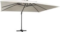 vidaXL Zweefparasol met LED en aluminium paal 400x300 cm zandkleurig