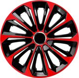 NRM - wieldoppen 14" - zwart met rood - set van 4 stuks