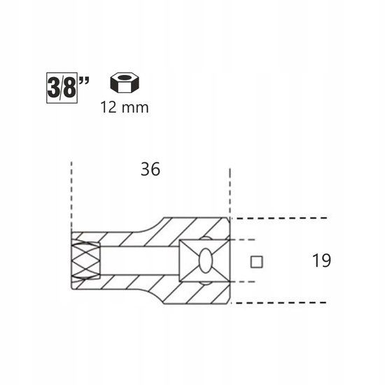 Beta 1428/12 Dop DOP 3/8" 12mm Dop voor Beschadigde Moeren