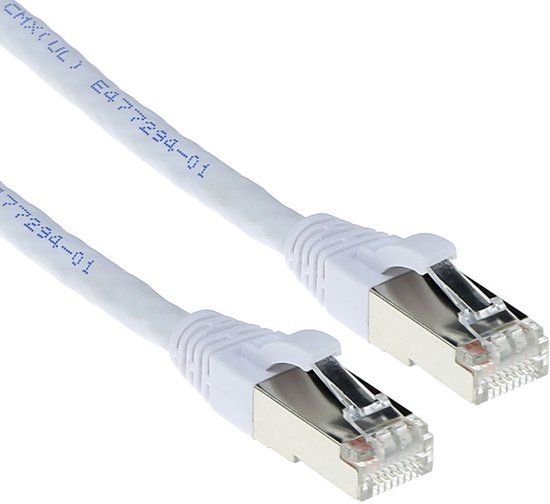 ACT Witte 1 meter SFTP CAT6A patchkabel snagless met RJ45 connectoren FB6401