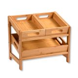 Kesper Keuken aanrecht etagiere - 2 niveaus - bamboe - rekje/organizer - 39 x 26 x 35 cm - fruitschaal - kruidenrek - uitneembare bakjes