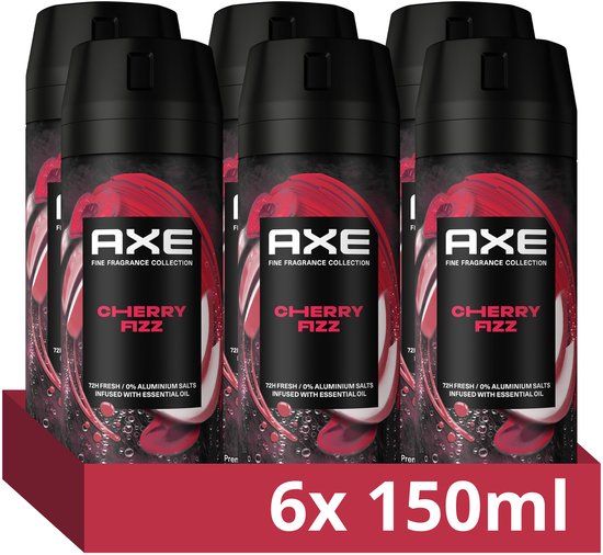 AXE Fine Fragrance Collection Premium Deodorant Bodyspray - Cherry Fizz - 6 x 150 ml - Men's Deodorant