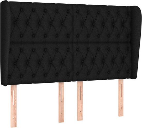 vidaXL Hoofdbord - Stof - Zwart - 163x23x118/128 cm