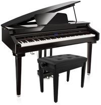 Gear4music GDP-200 digitale Vleugelpiano van Gear4music, krukpakket, Gloss Black