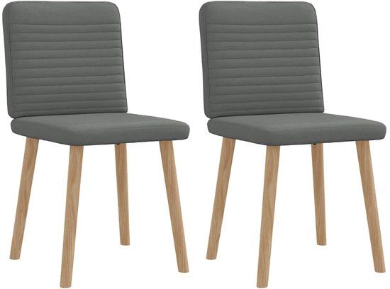 vidaXL Eetkamerstoelen 2 stuks stof donkergrijs