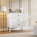 Commode de chambre, commode à 3 tiroirs, meuble de rangement en bois avec rainures verticales, meuble TV, armoire moderne pour salon, blanc