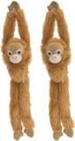 Wild Republic Europe 2x stuks pluche bruine Orang Oetan aap/apen knuffel 51 cm