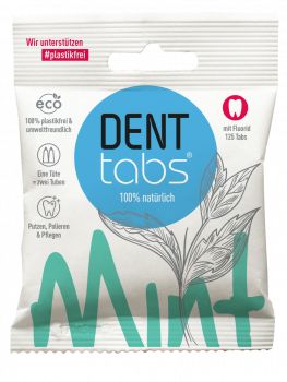 Denttabs Tandpastatabletten Mint met fluoride - 125 stuks - Vegan