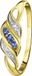 Lucardi Dames Ring met saffier en diamant 0,11ct - Ring - Cadeau - 14 Karaat Goud - Geelgoud