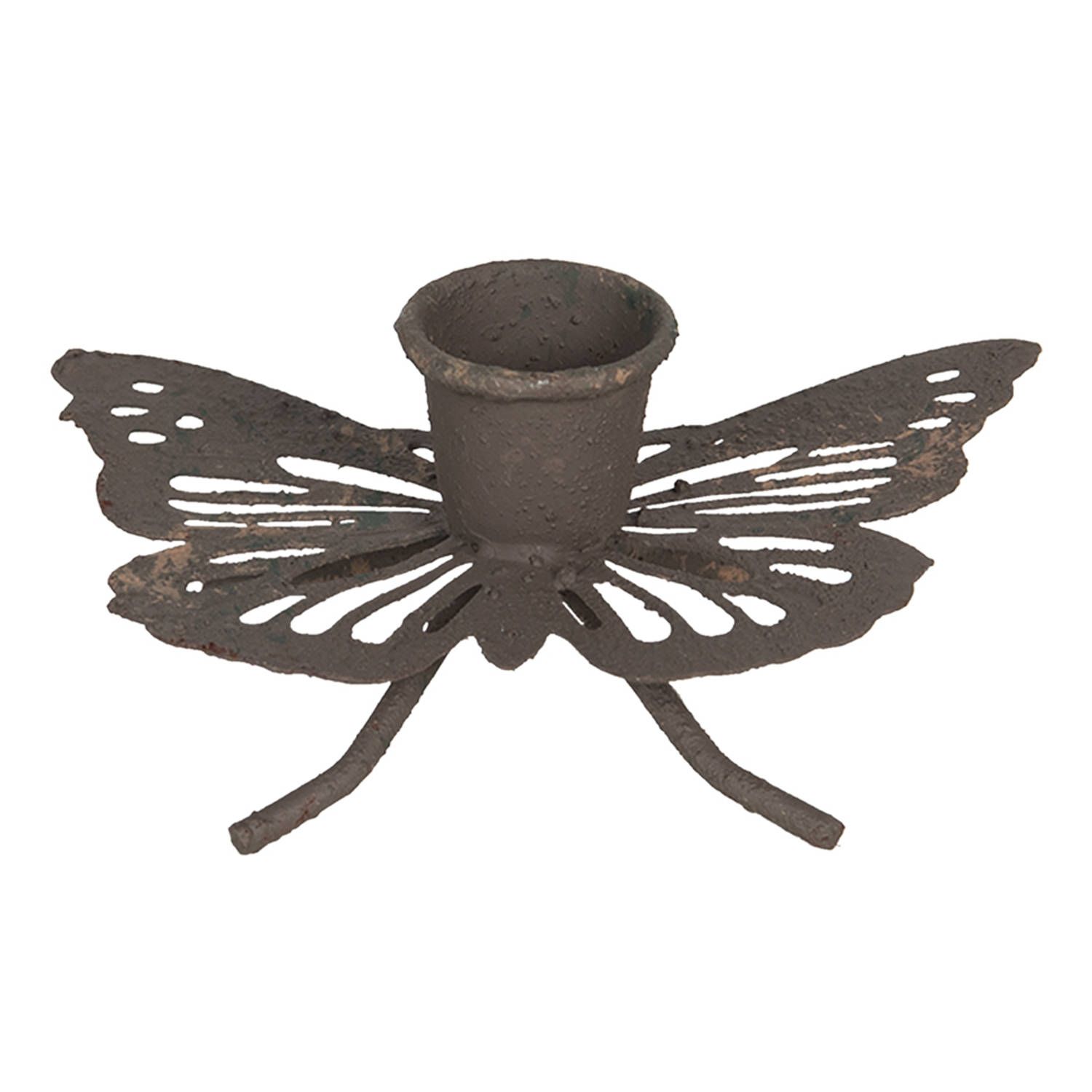 Clayre & Eef Kandelaar 9x6x4 cm Bruin IJzer | Kaarsenstandaard