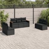 Prolenta Maison Exclusive - Tuinset voor de tuin, 7-delig, met kussens, zwart, van polyrotan