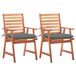 vidaXL Fauteuils de jardin, 2 pièces avec coussins, bois d'acacia massif, gris