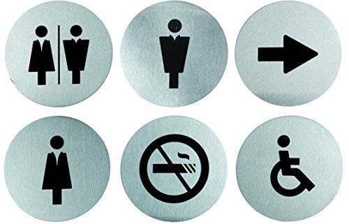 Securit SI-SS-SET Pictogramme "DOOR SIGNS" im 6er Set, Edelstahl