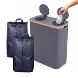 Relaxdays afvalscheidingsbak glas en plastic, 170L, 2 zakken, 80x57x37cm, grijs