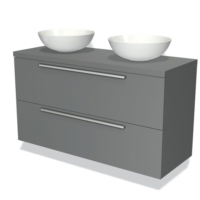 Maxaro Badkamermeubel voor Waskom 120cm Modulo Plato Middengrijs 2 Lades Vlak