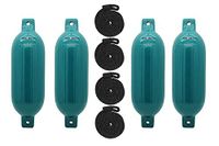 Extreme Max BoatTector Opblaasbaar spatbord Waarde 4-Pack - 6.5" x 22", Teal