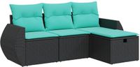 vidaXL 4-delige Loungeset met Kussens Poly Rattan Zwart