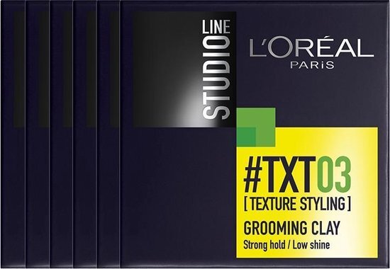 L'Oréal TXT Studio Line #TXT 03 Grooming Clay -  6 x 75 ml - Clay - Voordeelverpakking