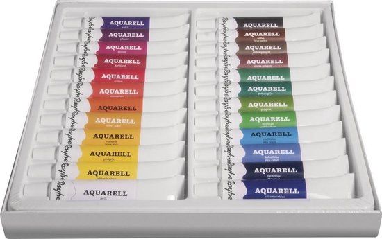 Rayher hobby materialen Rayher Hobby Aquarelverf/waterverf schilder set tubes 24 kleuren 12 ml