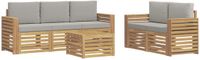 vidaXL - Buiten - bank - set - 6 - st - Wit - en - Lichtgrijs - Polyester