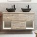 Hudson Reed Hoxton Meuble de lavabo suspendu 120cm Chêne clair avec étagère ouverte, éclairage LED et lavabo à poser ovale Graphite