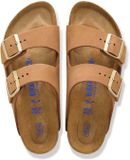 Birkenstock Arizona Sfb Nubuck Leer Pantoffels - Vrouwen - Beige - Maat 38