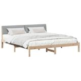 vidaXL Bedframe met hoofdeinde, bruin en lichtgrijs, 180 x 200 cm