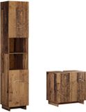 vidaXL Badkamerkast - set - 2 - st - Oud - hout - Bewerkt - hout