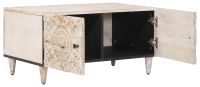 vidaXL Salontafel, Wit, 80 x 50 x 40 cm, Massief Mangohout