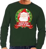 Sweater - groen - Kerstman met wiet Fuck Off I Hate X-mas heren M