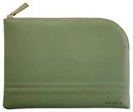 RHODIA 116632C - Etui met Ritssluiting in Imitatieleer - Salie - Maat M (16 x 22 cm)