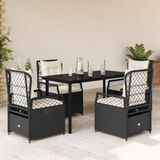 Prolenta Maison Exclusive 5-delige tuinset met kussens, zwart, van polyrotan