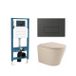 QeramiQ Dely Toiletset - inbouwreservoir Qeramiq Flush - 35mm zitting - kunststof mat antraciete bedieningsplaat - rechthoekige knoppen - beige