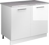 Vicco Wastafelkast Fame-Line, Wit Hoogglans/Wit, 100 cm, WB Marmer