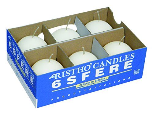 Cereria di Giorgio risthÃ Kaarsenbol - 6 x 6 x 6 cm - Wit - 6 stuks