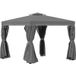 Pangivo Tonnelle de jardin 2,96 x 2,96 m Pavillon double toit avec moustiquaires et rideaux gris foncé