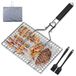 Merkloos Faltbarer Grillkorb – Fischgrill mit abnehmbarem Griff und Oxford-Tasche