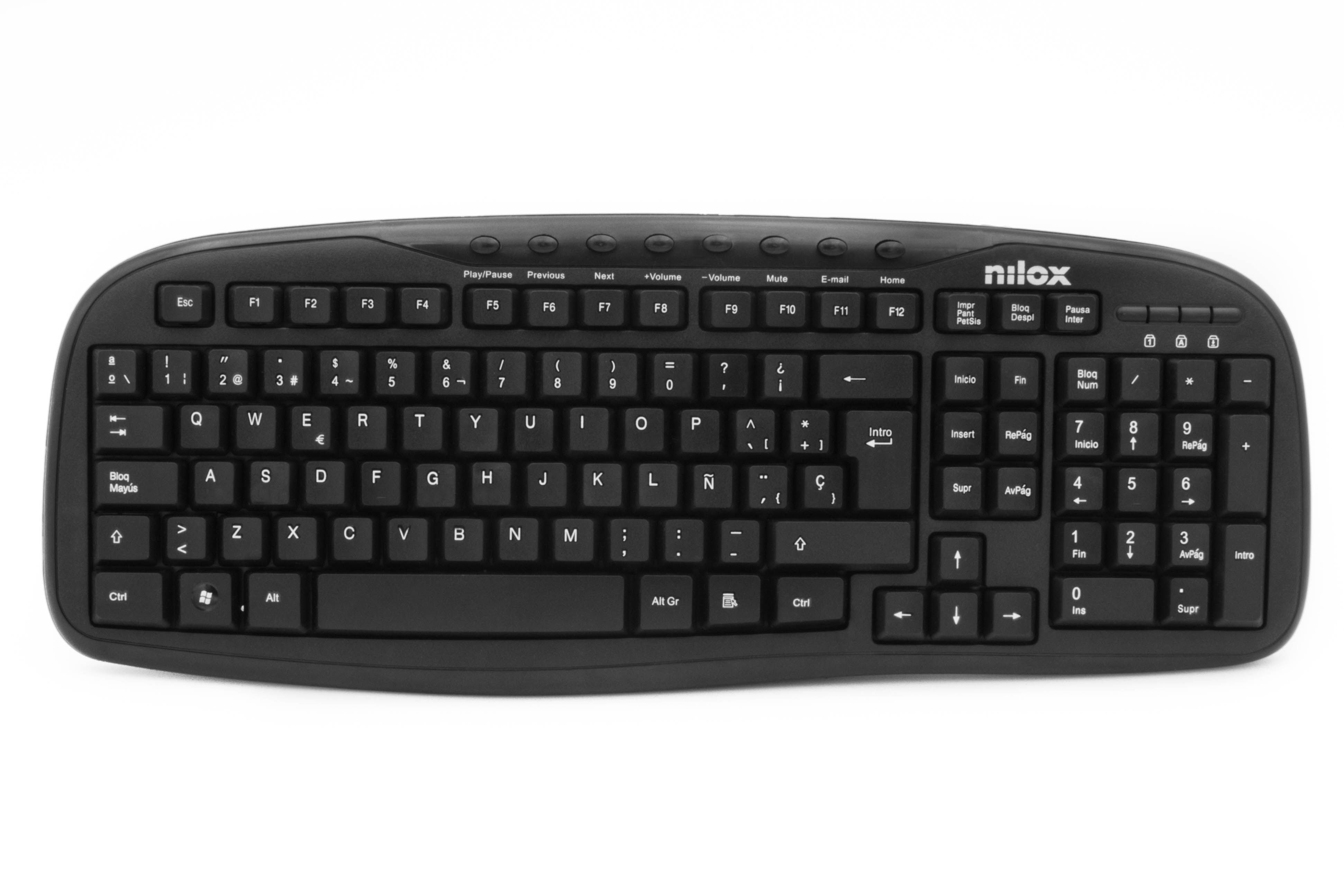 Nilox Multimedia USB Keyboard - Spanish QWERTY - Black