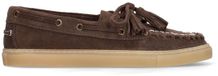 Manfield - Dames - Bruine suède boatloafers - Maat 42