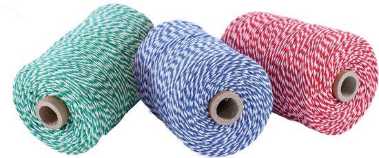 Merkloos Katoenen touw - 1.5 mm - 125m - 2 kleuren