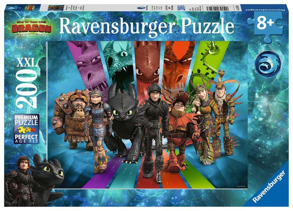 Ravensburger Dragons 3 De Drakenrijders van Berk Puzzel (200 XXL stukjes)