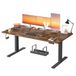 VASAGLE LSD146KD02 bureau réglable en hauteur, 160 x 80 cm, port USB-C, multiprise, table debout, rappel sédentaire, 3 boutons de mémoire, pour bureau, marron vintage
