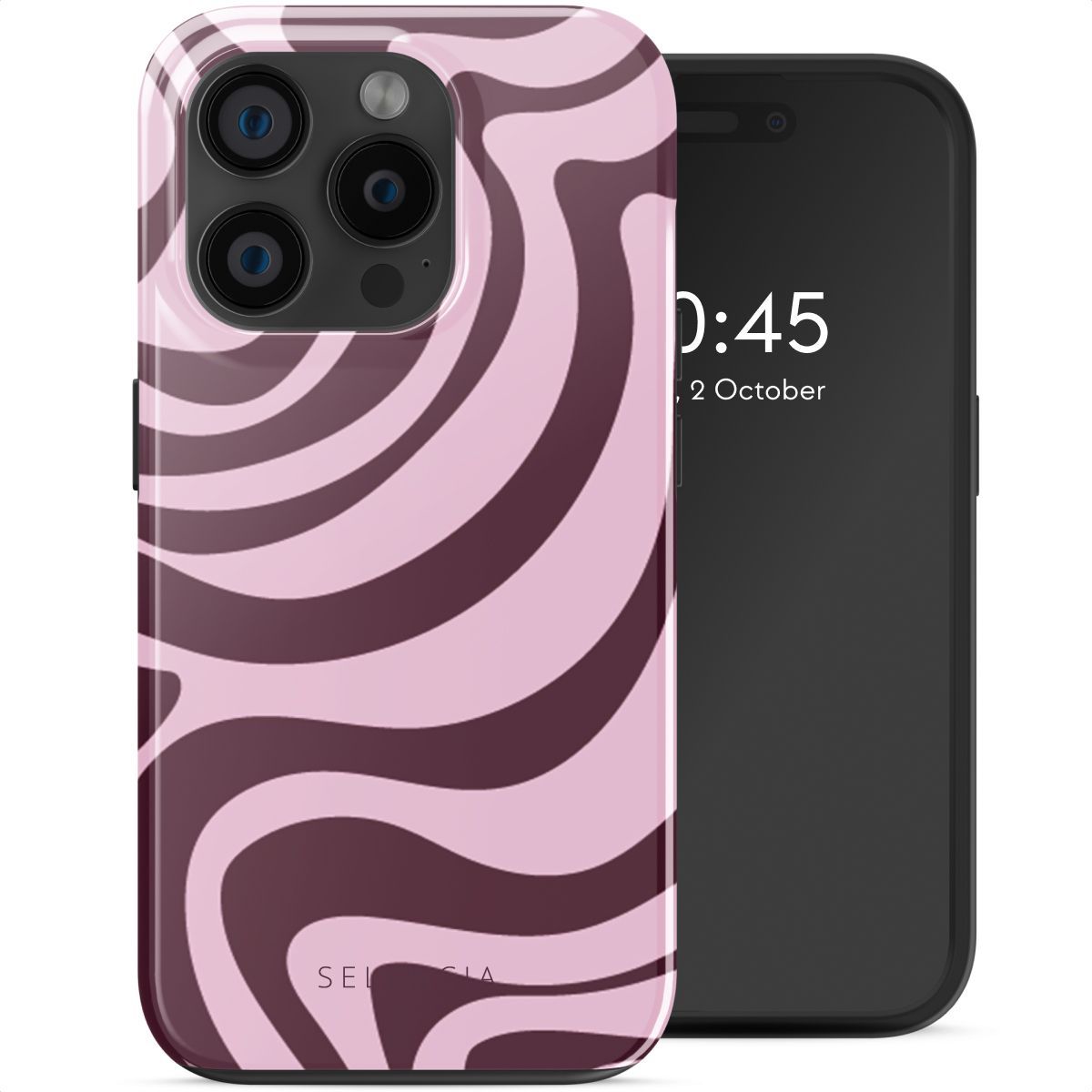 Selencia Vivid Tough Backcover met MagSafe voor de iPhone 15 Pro - Wavy Swirl Pink Plum